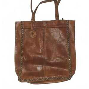 Harbour 2nd Cognac Leather Tote W/Studs Accent